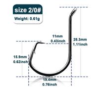 Hameçons Circulaires Barbelés Pour La Pêche À La Carpe,Appâts Vivants,Poisson-Chat,Bar,Poulpe,Matériel D'eau Salée,Décalage De 9km,25 À 50 Pièces - Type Size-2-0 Gap-11mm-50 Pcs