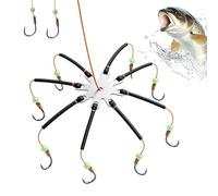 Hameçons Circulaires pour Silure, 8 Branches 10 Pièces Accessoires de Pêche Lumineux, Hameçon Appât Vivant, pour Eau Salée, Eau Douce, Rivière, Extérieur, Pêcheurs, Carpe, Bar, Thon, Doré, Truite,