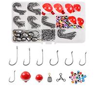 Hameçons de Pêche Kit Flotteurs Emerillons de Pêche Poids de Peche, Boîte à Outils 196PCS Accessoires de Peche pour Poissons-Chats Truite Bass Panfish Cadeau