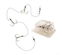 Hameçons de pêche, pêche en mer, trois hameçons, design barbelé triple pointe, haute résistance en eau salée pré-attachée pour bateau à la traîne