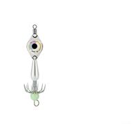 Hameçons de pêche phosphorescents avec lumière LED pour leurres de pieuvre, sans ardillon, design parapluie double, perles lumineuses, 8 cm, 5 g, couleur rose (blanc)