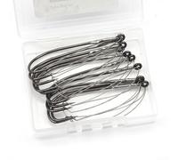 Hameçons de pêche sans mauvaises herbes 10 pièces par boîte pour bas de ligne de pêche technique de style farfelu et lancer dans des eaux broussailleuses ou riches en quai (2/0)