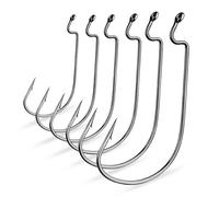 hameçons, Fish Hooks 10Lot Worm Fishing Jig Crank Big Bass Hook Black High Carbon Steel Barbed for Soft Lure(2 0)