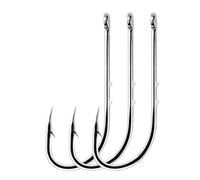 hameçons, Fish Hooks 50pcs Long Shank Fishing High Carbon Steel Hook Sharp Barbed Offset Narrow Bait for(8)