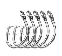 hameçons, Fish Hooks 5pcs Large Fishing Hook Stainless Steel Circle Sea Forged Trolling Tuna Barbed for Riverside(13)