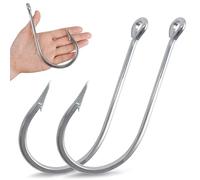 Hameçons géants en forme de requin et d'alligator en acier inoxydable extra solide pour la pêche au poisson-chat, thon, eau salée et eau douce, taille 5/0-20/0 (8/0-8 pièces)