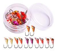 Hameçons torsadés à tête plombée, 1,1 g ultra légers pour appâts souples, hameçons de pêche en métal barbelé, assortiment de 6 couleurs, compatible pour la pêche en eau douce et sur glace (12 couleurs