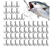 Hameçons triple pour eau salée - Acier inoxydable Jig robuste, hameçons de 50 pièces - pour eau, salée, basse, poisson, chat, truite, alligator, rivière, randonnée, extérieur