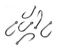 Hameçons tubulaires for la pêche en mer, Lot de 10 hameçons Simples barbelés Acier à Haute teneur Carbone, for turlutte et sur Les rochers(10/0#)