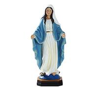 Hameio Statue Religieuse - La Vierge Marie Statue Decoration Interieur, Décorations Religieuses Chrétiennes Table, Statuette La Vierge Miraculeuse, Peint À La Main, 22.4x7.1x7cm