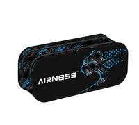 Hamelin - 1 Trousse Fourre Tout Rectangulaire Airness Noir et Bleu - 2 Compartiments - Format 23 x 10 x 6 cm