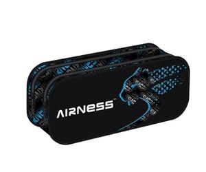 Hamelin - 1 Trousse Fourre Tout Rectangulaire Airness Noir et Bleu - 2 Compartiments - Format 23 x 10 x 6 cm