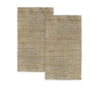Hamid - Lot de 2 Tapis Alcazar en Jute Naturel 110x60 cm - Tapis Tressé à la Main 100% de Fibre de Jute - pour Salon, Salle à Manger, Chambre & Couloir