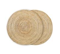 HAMID Lot de 2 tapis ronds en jute Alhambra 100 % fibre de jute tressée à la main pour salon, chambre et décoration (100 x 100 cm)
