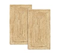 HAMID - Pack 2 Tapis en Fibre de Jute Alhambra 100% Naturel Tressé à la Main pour Salon, Salle à Manger, Chambre, Couloirs (Naturelle, 110x60 cm, 2 pcs)