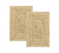 HAMID Pack 2 Tapis en Jute Alhambra Couleur Naturelle, Tapis 100% Fibre de Jute, Tressé à la Main, Tapis de Salon, Salle à Manger, Chambre, Couloirs, Couleur Naturelle (40x60cm) 2 pcs