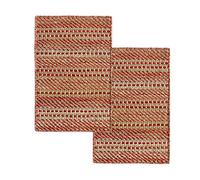 HAMID - Pack 2 Tapis en Jute de Laine Olivia 40x60cm, Tapis en Laine et Jute Tissé à la Main pour Salon, Chambre, Salon, Couleur Rouge Naturelle