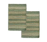 HAMID - Pack 2 Tapis en Jute de Laine Olivia 40x60cm, Tapis en Laine et Jute Tissé à la Main pour Salon, Chambre, Salon, Vert Naturel