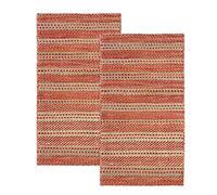 HAMID - Pack 2 Tapis en Jute de Laine Olivia 80x150cm, Tapis en Laine et Jute Tissé à la Main pour Salon, Chambre, Salon, Couleur Rouge Naturelle