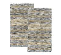 HAMID - Pack 2 Tapis en Jute de Laine Olivia 80x150cm, Tapis en Laine et Jute Tissé à la Main pour Salon, Chambre, Salon, Couleur Bleu Marbré