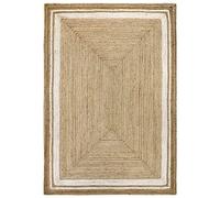 HAMID - Tapis de Jute Alhambra, Tapis Jute Naturelle Bord Blanc, Tapis 100% Fibre de Jute, Tissé à la Main, Tapis de Salon, Chambre, Couloire, (160x230cm)