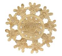 HAMID - Tapis de Jute Rabat, 100% Fibre de Jute Naturelle, Tapis Jute Round et Decoratif, Tissé à la Main, Salon, Chambre, Tapis de Couloir - (125x125cm)