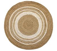 Hamid - Tapis en Fibre de Jute Alhambra 100% Naturel Blanc Rond Tissé à la Main pour Salon, Chambre, Couloir (Blanc, 100x100 cm)