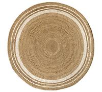 Hamid - Tapis Jute Naturel, Tapis de Jute Alhambra Couleur Naturelle Blanc Rond, Tapis 100% Fibre de Jute, Tissé à la Main, Tapis de Salon, Chambre, Couloir Alhambra Tapis, (200x200cm)