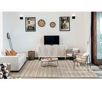 HAMID - Tapis en Jute de Laine Olivia, Tapis en Laine et Jute Tissé à la Main pour Salon, Chambre, Salon, Blanc Naturel, (80x150cm)