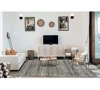 HAMID - Tapis en Jute de Laine Olivia, Tapis en Laine et Jute Tissé à la Main pour Salon, Chambre, Salon, Couleur Bleu Marbré, (120x170cm)