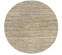 HAMID - Tapis en Jute Ronde de Laine Olivia, Tapis en Laine et Jute Ronde, Tissé à la Main pour Salon, Chambre, Salon, Couleur Bleu Marbré, (200x200cm)
