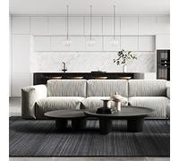 HAMID - Tapis en Laine de Couleur Unie Kavir, Tapis en Laine, Tapis Moderne Doux, tissé à la Main, Tapis pour Salon, Chambre à Coucher, Salon, Noir (400x300cm)