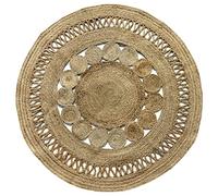 HAMID - Tapis Jute Alhambra Nazarí Rond Couleur Naturelle, Tapis 100% Fibre Naturelle de Jute, Design Tressé, Fait Main, Tapis pour Décoration, Salon, Chambre, (150x150cm)