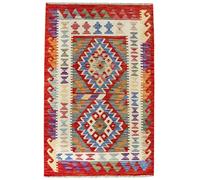 HAMID -Tapis Kilim Herat, 100% Laine Tissée à la Main, Tapis Ethnique pour Salon, Chambre, Salle à Manger, (122x90cm)