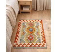 HAMID Tapis Kilim Herat, 100% Laine Tissée à la Main, Tapis Ethnique pour Salon, Chambre, Salle à Manger (93x62cm)