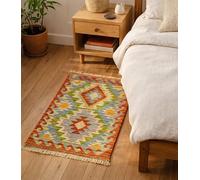 HAMID Tapis Kilim Herat, 100% Laine Tissée à la Main, Tapis Ethnique pour Salon, Chambre, Salle à Manger (89x58cm)