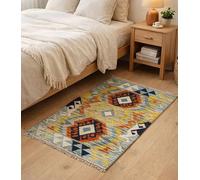 HAMID Tapis Kilim Herat, 100% Laine Tissée à la Main, Tapis Ethnique pour Salon, Chambre, Salle à Manger (94x63cm)