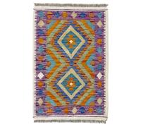 HAMID -Tapis Kilim Herat, 100% Laine Tissée à la Main, Tapis Ethnique pour Salon, Chambre, Salle à Manger, (90x61cm)