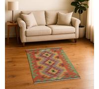 HAMID -Tapis Kilim Herat, 100% Laine Tissée à la Main, Tapis Ethnique pour Salon, Chambre, Salle à Manger, (89x60cm)