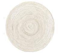 HAMID Tapis rond en jute ivoire, tapis Alhambra tissé à la main 100 % fibre naturelle de jute, tapis de salon, chambre à coucher, tapis de couloir couleur ivoire, 150 x 150 cm
