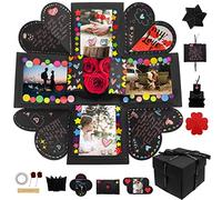 Hamiggaa Boîte à explosion cadeau, surprise créative, boîte à photos avec 4 visages pour anniversaire, Saint-Valentin et mariage (Noir)