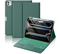 Hamile Étui avec clavier (M4) pour iPad Pro 11" - Clavier magnétique sans fil amovible avec pavé tactile multi-toucher, 7 couleurs, rétroéclairé et anti-taches pour iPad Pro 11" 2024 - Vert pin
