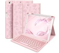 Hamile Étui de clavier pour iPad 9e génération 10,2 pouces - Housse de clavier folio amovible sans fil rétroéclairée avec support pour stylet pour iPad 8e 7e génération / iPad Pro 10,5" / iPad Air