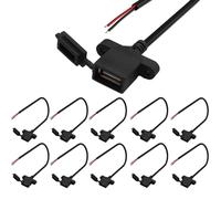 Hamiltion-10 Pièces Câble Prise Femelle Usb,Soudable Queue De Cochon Usb, Avec Capuchon Anti-Poussière,2 Broches Connecteurs Usb Câble,Usb Rallonge De Câble Pour Réparation De Remplacement Diy (30Cm)