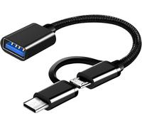 Hamiltion-2-En-1 Otg Adaptateur Usb C/Micro Vers Usb, Usb C Vers Usb Femelle, Câble Adaptateur Micro Vers Usb 3.0 Otg, Câble Adaptateur Otg Compatible Avec Macbook, Téléphones Android Et Plus, Noir