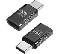 Hamiltion-20Gbps Usb C Mâle À Femelle Adaptateur 100W Usb3.2 Type C Mâle Vers Femelle Connecteur, Zinc Alliage, Support Audio Et Vidéo 8K, Pour Smartphone Tablette Steam Deck, Noir Brillant, 2Pcs
