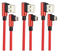 Hamiltion-(23Cm/9Pouces 90 Degrés Micro Usb Câble Angle Droit Usb 2.0 Mâle À Micro Mâlecâble Synchronisation Et Charge Rapide Pour Android,Samsung,Lg,Huawei,Smartphones Et Plus(Rouge/3Pack-0.23M)
