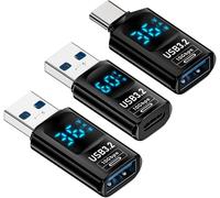 Hamiltion-Adaptateur 3 Pièces/Lot Type-C Smart Led Display Usb-C Vers Usb3.2 Type-A Adaptateur 10 Gbit/S Données Courant Tension Charge Rapide Surveillance Affichage Testeur Détecteur