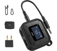 Hamiltion-Adaptateur Bluetooth Pour Avion Avec Double Adaptateur Aux 3,5 Mm, Affichage Led Adaptateur Audio Bluetooth 5.3 Double Liaison À Faible Latence Pour Airpods Casque Sans Fil Voiture Noir