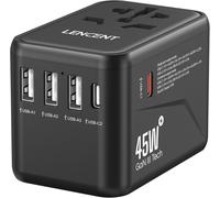 Hamiltion-Adaptateur De Voyage Universel Chargeur International Gan Iii 45W Avec 3 Ports Usb & Charge Rapide Type C Adaptateur Mondial Pour Iphone,Samsung,Ordinateur Type A C G I Usa/Uk/Eu/Aus Noir